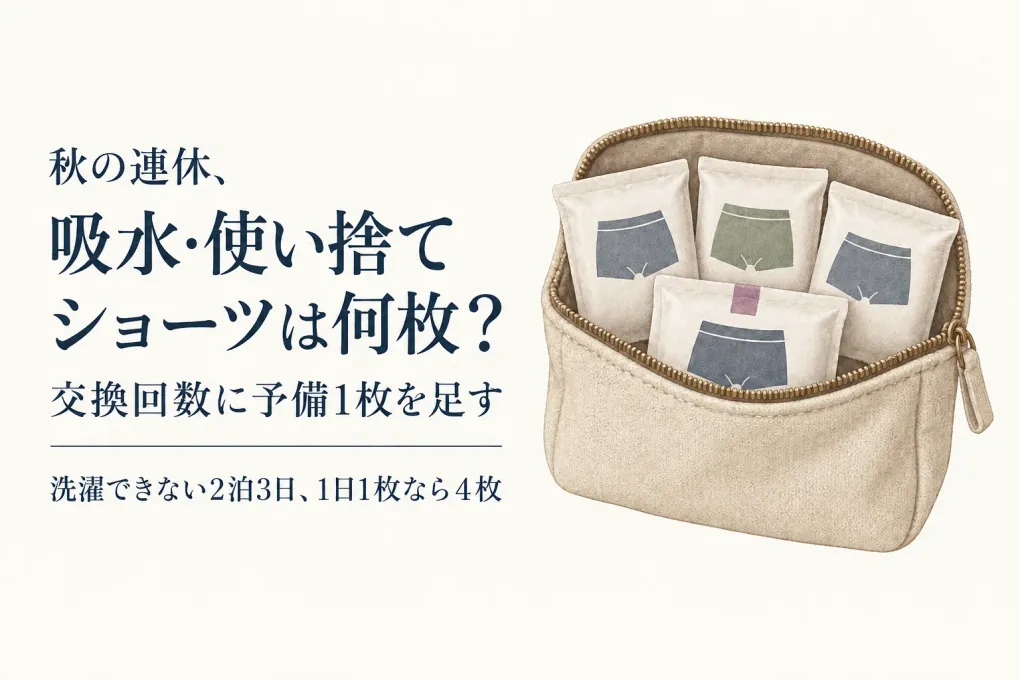 秋の連休、使い捨てショーツは何枚？吸水ショーツセットと洗濯できない宿泊の持ち数