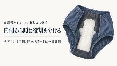夜用吸水ショーツと生理用パジャマを比較｜冬の就寝、ナプキンの重ね方
